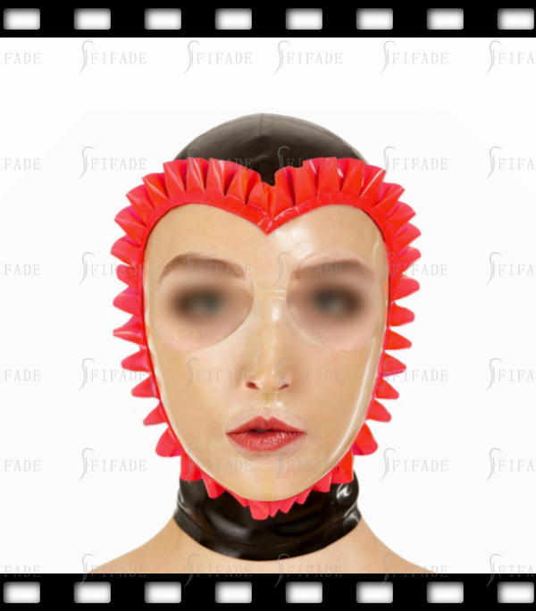 Latex Rubber Gummi Hoods Masks Ruffles Trims Face Transparent Unique Cool Customized 0.4MM