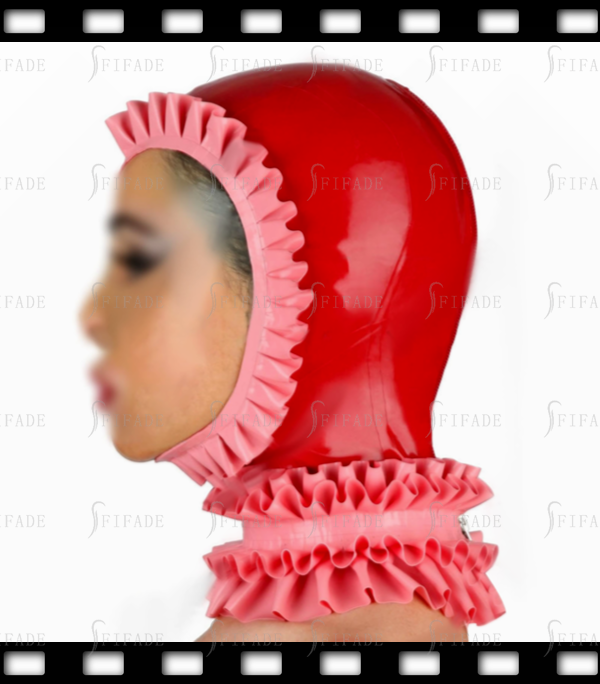 Latex Rubber Gummi Hoods Masks Ruffles Trims Style Maid Uniform Mask Customized 0.4MM