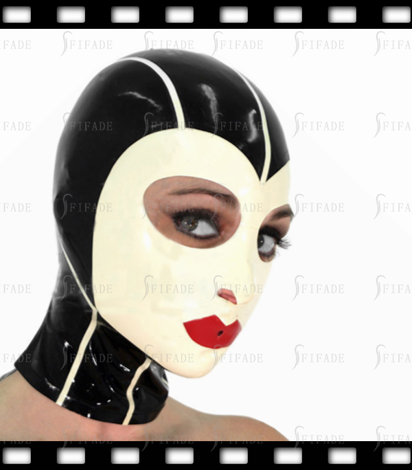 Latex Rubber Hoods Masks Maid Uniform Masks White Face Customized 0.4MM