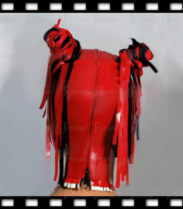 Latex Rubber Hoods Masks Tassel  2 Streamers Clubwear Sexy Hot Cosplay Neck Ruffles Customized