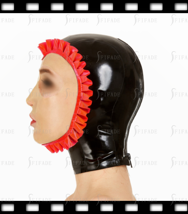 Latex Rubber Gummi Hoods Masks Ruffles Trims Face Transparent Unique Cool Customized 0.4MM