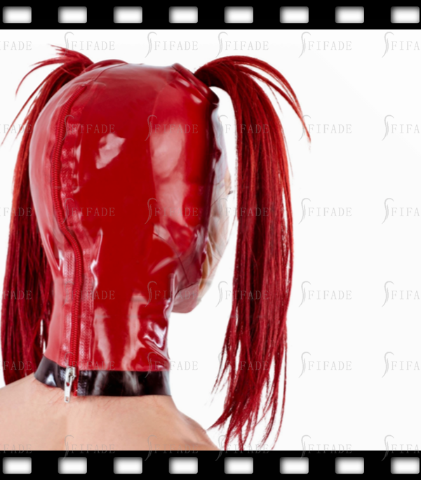 Latex Rubber Gummi 2 Hair Holes Hoods Bowknot Masks Unique Cool Customized 0.4MM