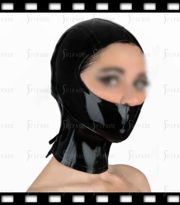 Latex Rubber Gummi Hoods Masks Ninja Cosplay Laceup Face Open Customized 0.4MM