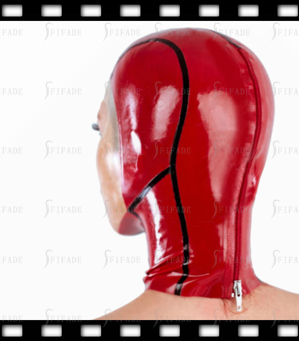 Latex Hoods Mask Transparent Face Black Trims Red Hot Customized Unique Cool Unisex Mask Hood