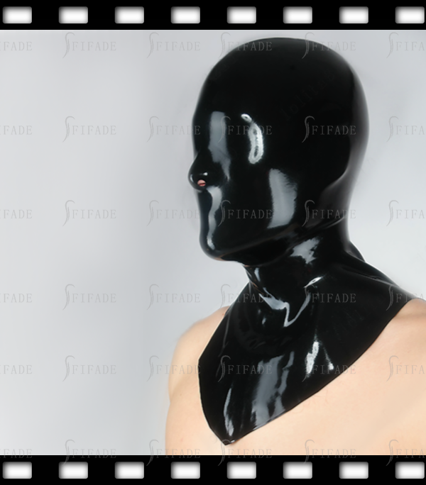 Latex Gummi Hoods Mask Blind Face Cover Nose Hole Neck Link Style 0.4mm Customized