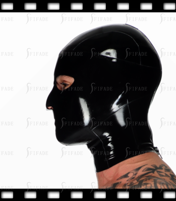 Latex Rubber Hoods Mask Face Bondage BDSM Mouth Close Small Nose Hole Style Customized