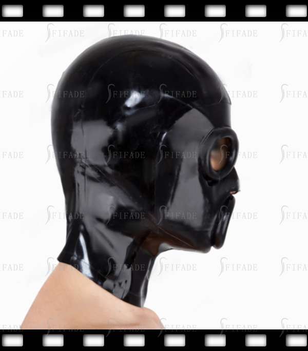 Latex Rubber Hoods Masks Around Trims Unique Cosplay Big Eyes Mouth Around Cutting Customized