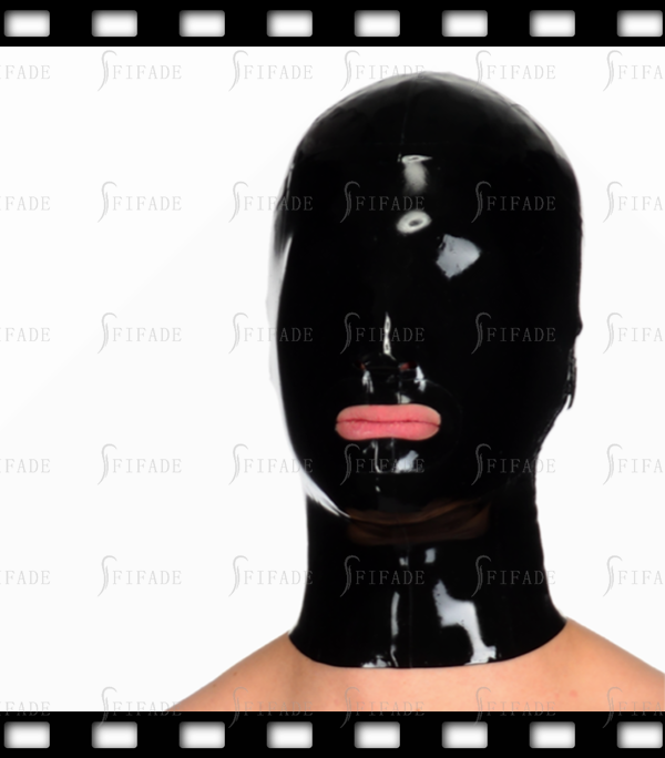 Latex Hood Mask Blinder Style Mouth Open Small Nose Hole Customized 0.4mm