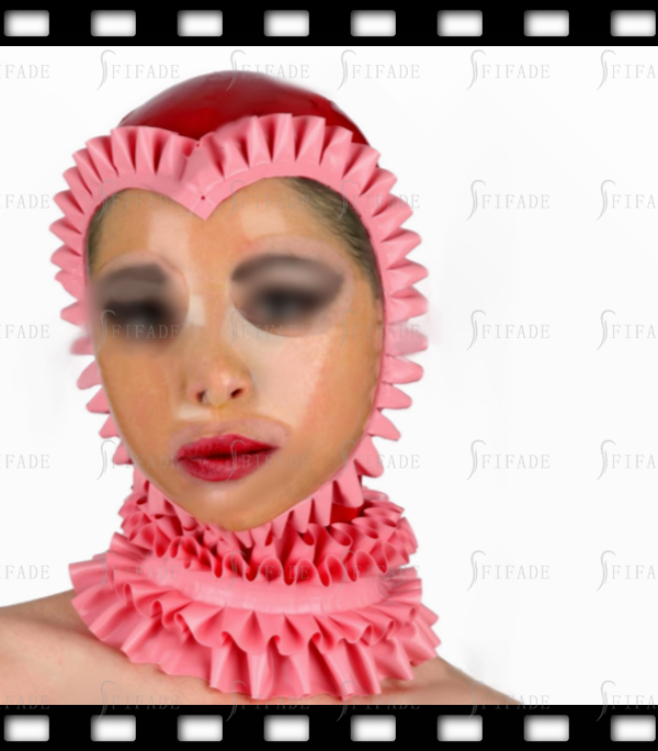 Latex Rubber Gummi Hoods Masks Ruffles Trims Style Maid Uniform Mask Customized 0.4MM