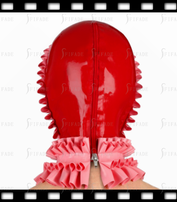 Latex Rubber Gummi Hoods Masks Ruffles Trims Style Maid Uniform Mask Customized 0.4MM