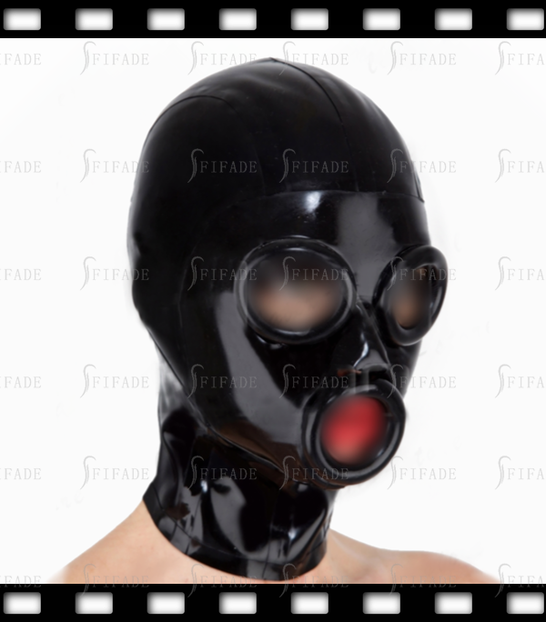 Latex Rubber Hoods Masks Around Trims Unique Cosplay Big Eyes Mouth Around Cutting Customized