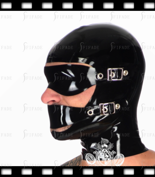 Latex Hoods Mouth Eyes Cover Piece Style Open Face Hoods Masks Customized