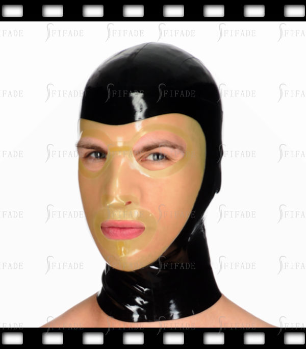 Latex Catsuit Wear Unisex Hoods Mask Transparent Face Cool For Men Customized