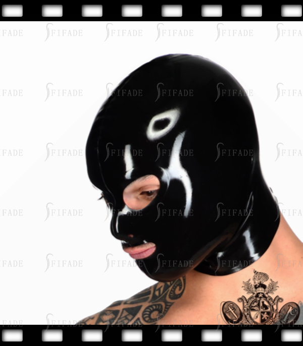 Latex Hoods Small Eyes Style Classic Black Hoods Customized