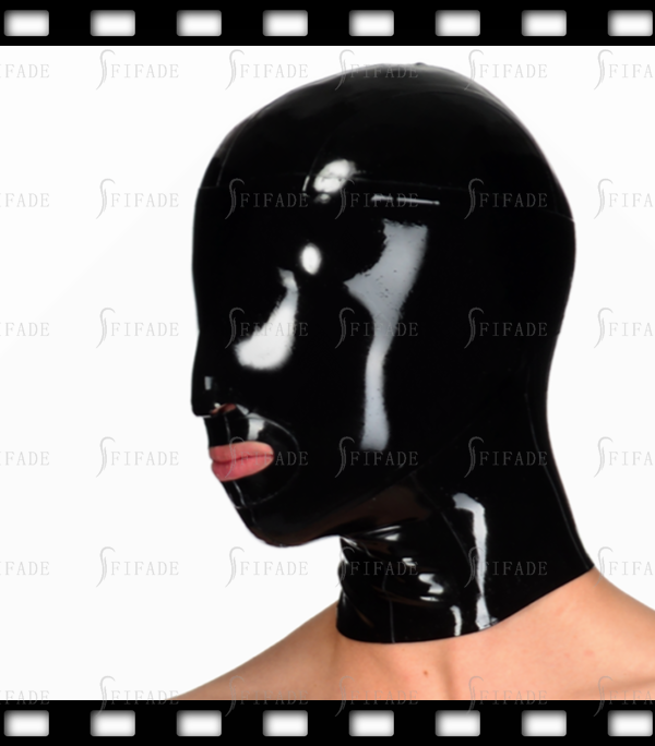 Latex Hood Mask Blinder Style Mouth Open Small Nose Hole Customized 0.4mm