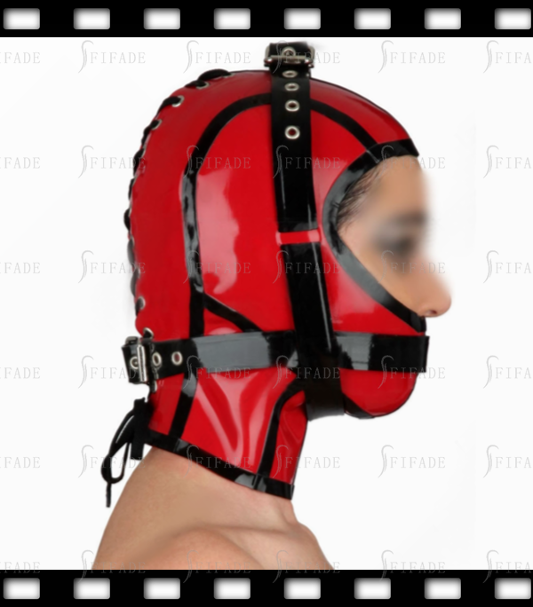 Latex Rubber Gummi Hoods Masks Ninja Cosplay Face Open Back Laceup Customized 0.4MM