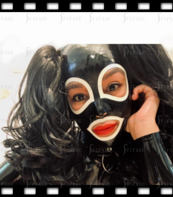 Latex Red Hoods Mask with Hair Tubes No Wigs without Hairs Customzied Big Eyes Style 0.4mm