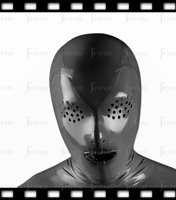Latex Rubber Hood Mouth Condom Mask Fly Eyes Style BDSM Cool Customized 0.4mm