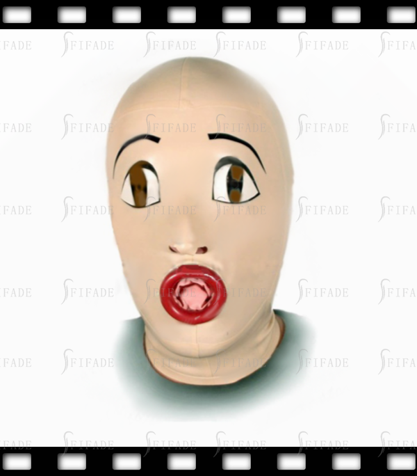 Latex Rubber Hentai Hoods Mask Mouth Condom Super Cool Eyes Small Holes Customized 0.4mm