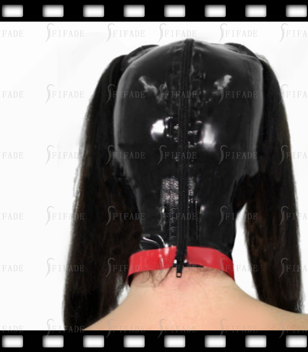 Latex Rubber Gummi 2 Hair Holes Hoods Bowknot Masks Sexy Sweet Customized 0.4MM
