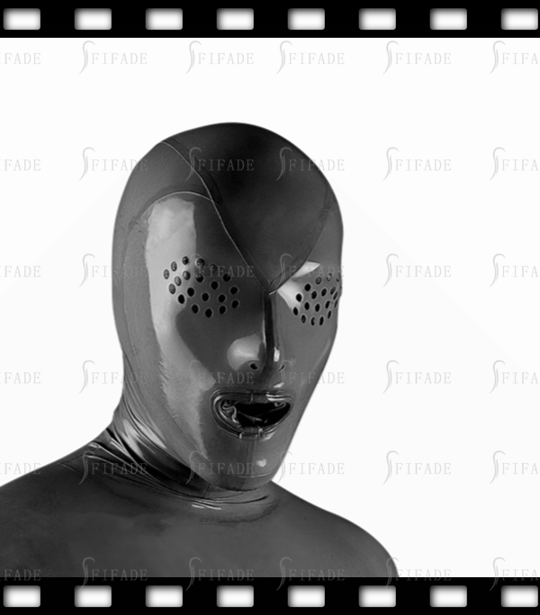 Latex Rubber Hood Mouth Condom Mask Fly Eyes Style BDSM Cool Customized 0.4mm