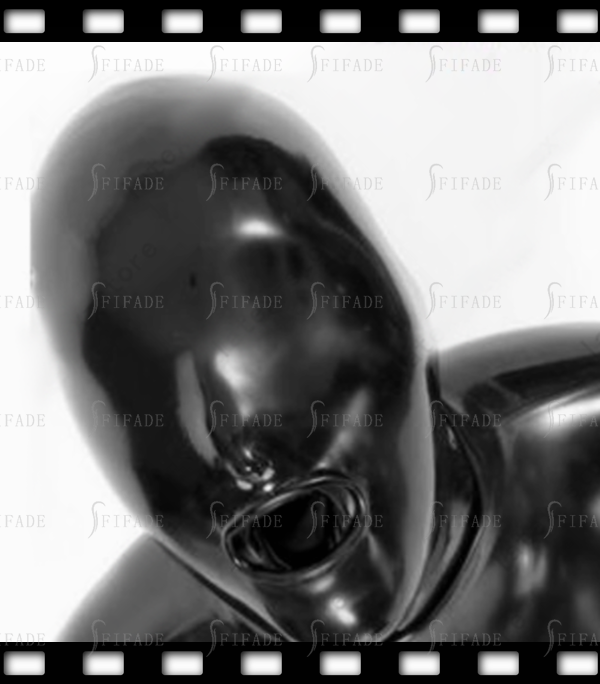 Latex Fetish Wear Rubber Hoods Mask Mouth Red Condom Blinder Style Unisex Sex Play Hoods Customized