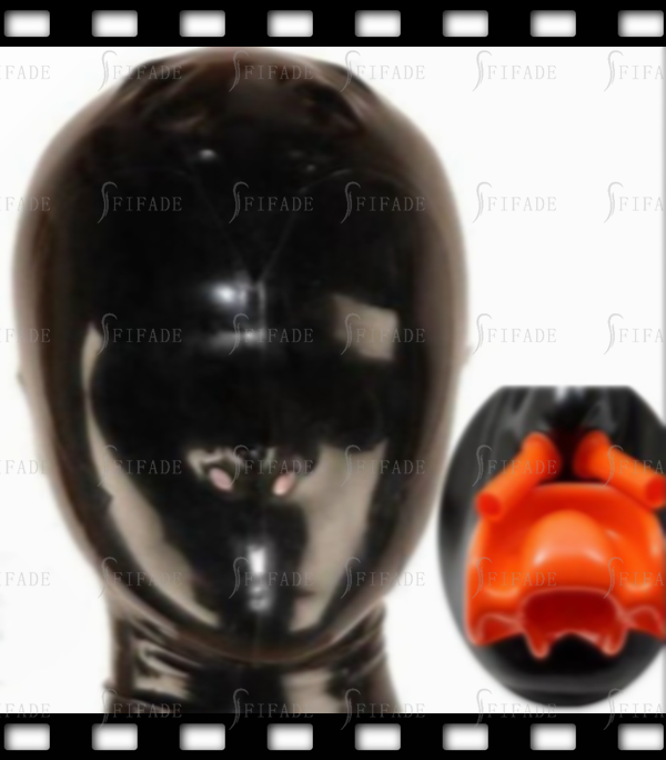Latex Unisex Hoods Masks Mouth Gag Nose Tube BDSM Fetish Wear 0.4mm