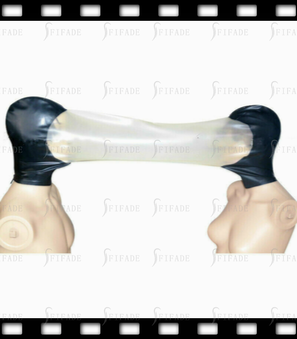 Latex Fetish Wear Hoods Mask Face 1 Meter Tansparent Bridge  Play SM Hoods Customized 0.4MM