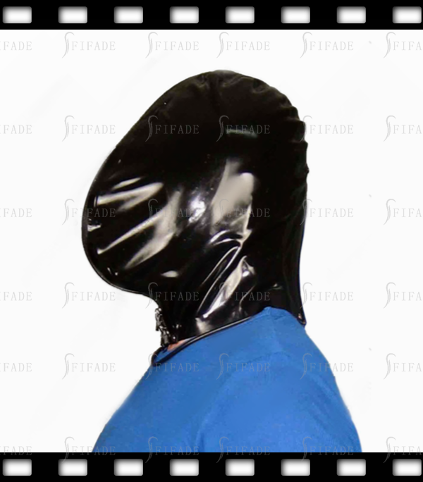 Latex Rubber Hoods Masks Hard Play Double Layer Fly Eyes Mouth Zipper BDSM Customized 0.4mm Thickness