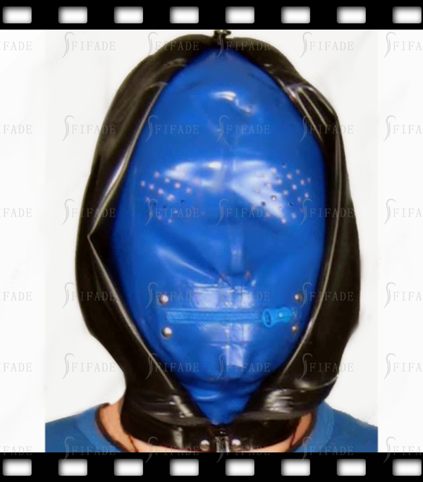 Latex Rubber Hoods Masks Hard Play Double Layer Fly Eyes Mouth Zipper BDSM Customized 0.4mm Thickness