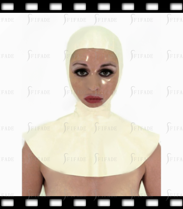 Latex Rubber Gummi Hoods Masks Nun Style Transparent Face White Color Customized 0.4MM