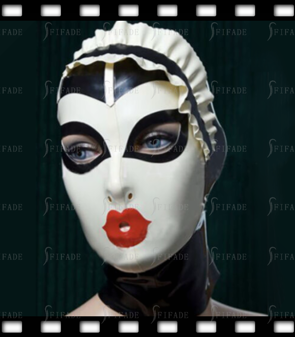 Latex Hoods Masks Freak Hentai Hoods Uniform Cosplay Red Lips Trims Customized 0.4MM