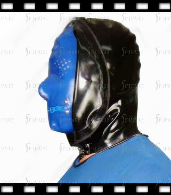 Latex Rubber Hoods Masks Hard Play Double Layer Fly Eyes Mouth Zipper BDSM Customized 0.4mm Thickness