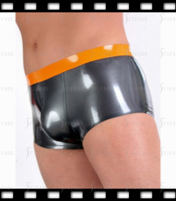 Latex Shorts for Men Classic Rubber Mens Boxers Wide Top Trims Customized 0.4MM