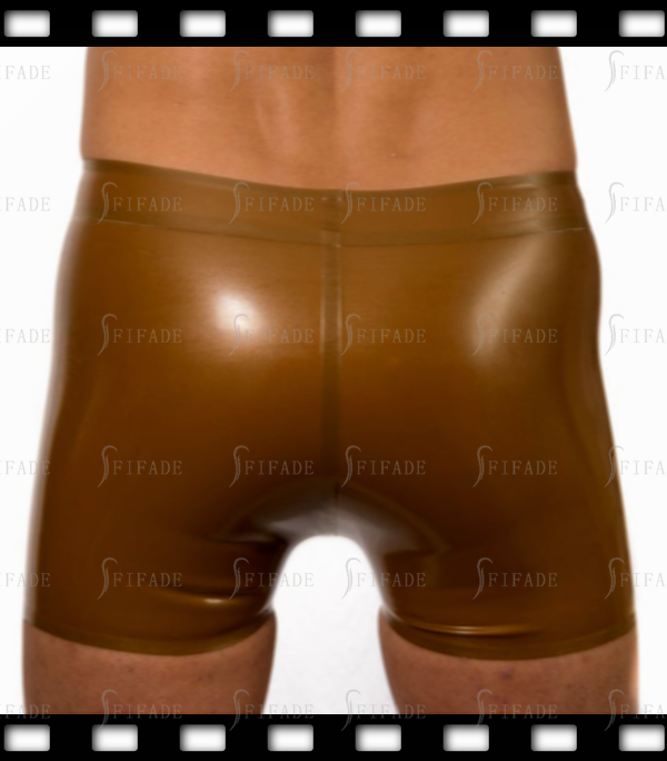 Latex Shorts for Men Classic Rubber Mens Boxer Crotch 3D Golden Customized 0.4MM