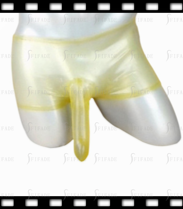 Latex Shorts Male Boxer with Condom Sheath Sexy Cool Customize .4mm
