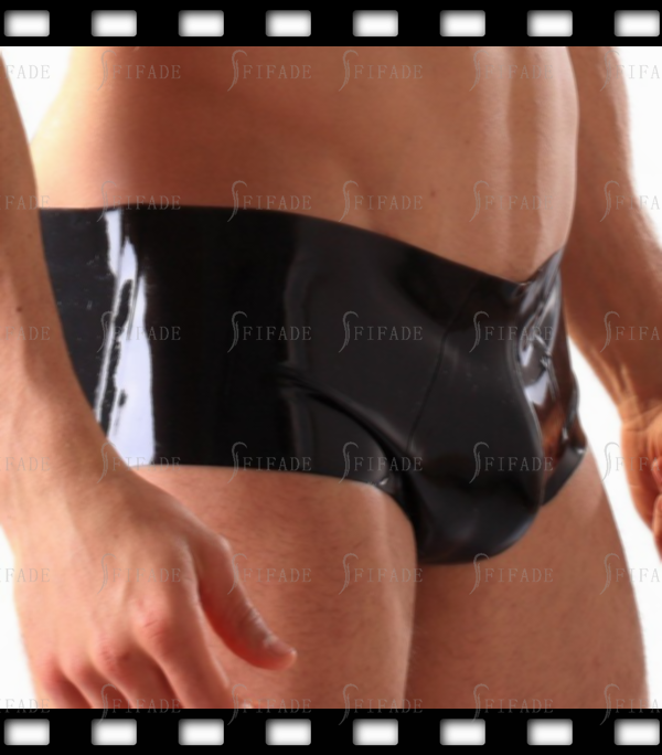Latex Shorts for Men Lower Waist Front V Shape Basic Style Customize 0.4mm