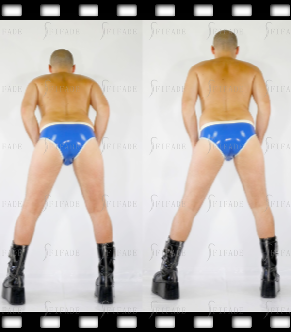 Latex Shorts for Male White Trims Man Briefs Sexy Cool Customize 0.4mm