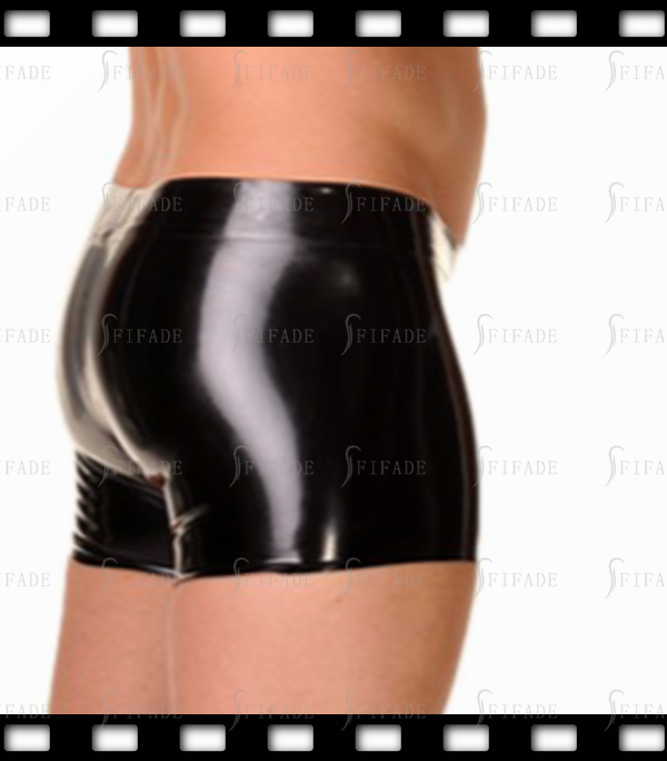 Latex Shorts for Men Boxers Front 2 Trims Cool Customized 0.4MM