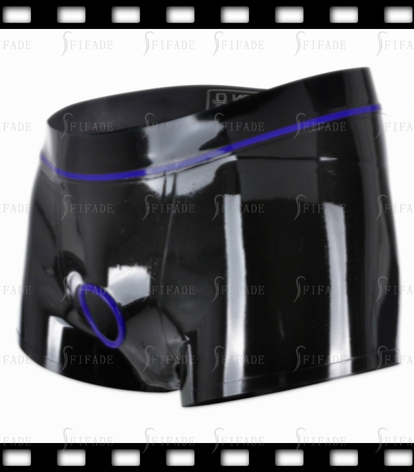 Latex Shorts for Men Front Hole Boxers with Trims Unique Sexy Customized 0.4MM