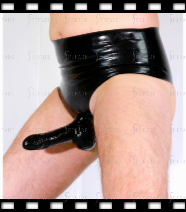 Latex briefs For Men Front Condoms with Anus Sheath Unique Clubwear Customized 0.4MM