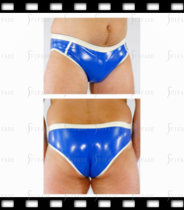 Latex Shorts for Male White Trims Man Briefs Sexy Cool Customize 0.4mm