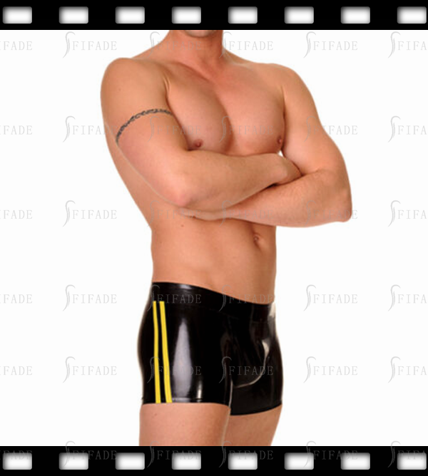 Latex Shorts for Mens Classic Crotch 3D 2 Trims Comfortable Cutting Customized 0.4MM