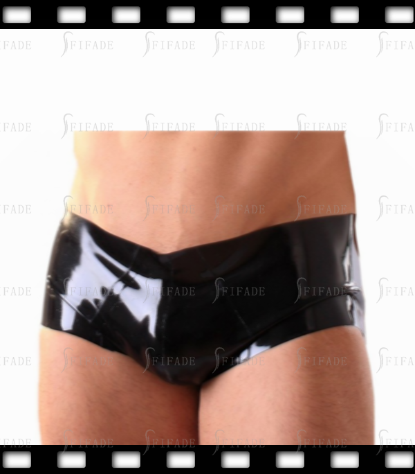 Latex Shorts for Men Lower Waist Front V Shape Basic Style Customize 0.4mm