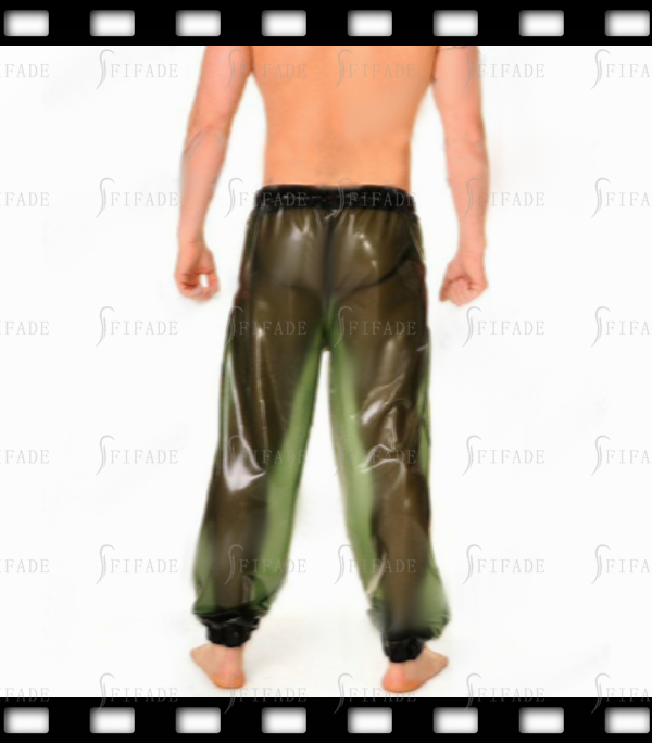 Latex Men's Loose Pants Waist Ankle Tighten Casual Pants Transparent Color Customized 0.4MM