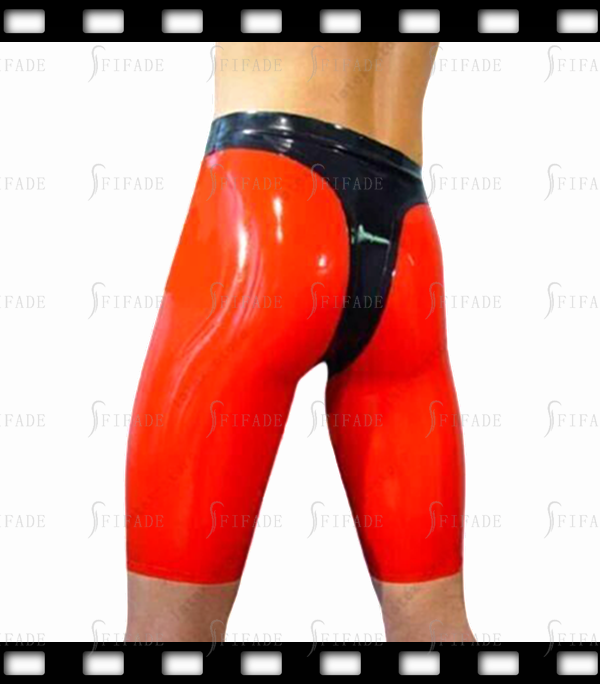 Latex Men's Middle Jogging Pants with Snap Codpiece Fitted Slim Customized 0.4MM