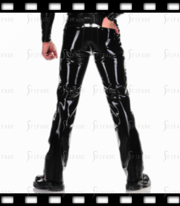 Latex Catsuit Trousers Male's Pants Side Long Zip Open & Hidden Style Customized XS-XXXL 0.4mm