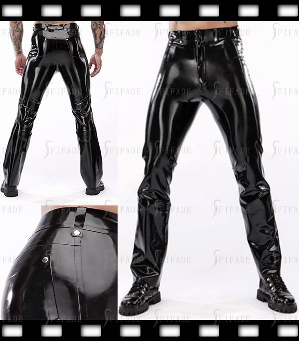 Latex Classic Jeans Straight Front Zipper Belt Loops Customized 0.4MM