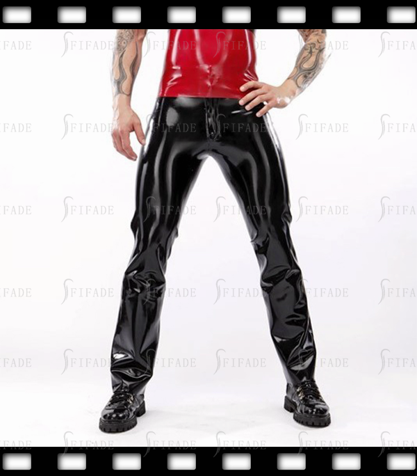 Latex Classic Jeans Straight Front Zipper Belt Loops Customized 0.4MM