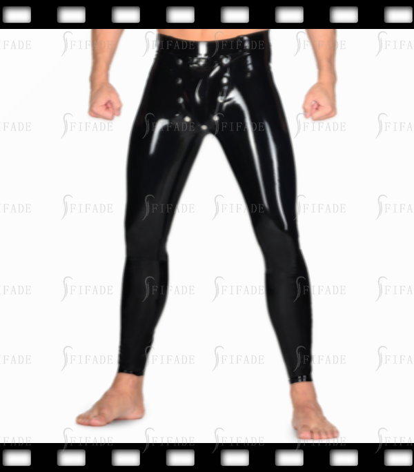 Latex Men's Jogging Pants With Snap Codpiece Customized 0.4MM
